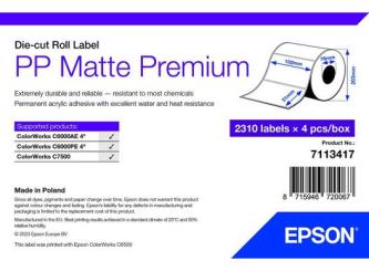 PP Matte Label Premium, Die-cut Roll, 102mm x 51mm, 2310 Labels 