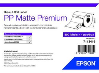 PP Matte Label Premium, Die-cut Roll, 102mm x 152mm, 800 Labels 