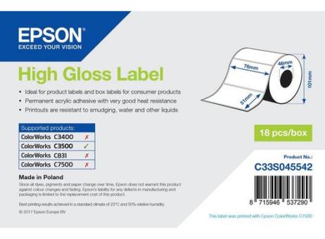 High Gloss Label 76 x 51mm, 610 label 
