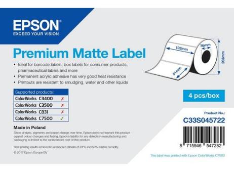 Premium Matte Label 102 x 51mm, 2310 label 