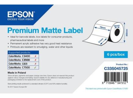 Premium Matte Label 76 x 51mm, 2310 label 