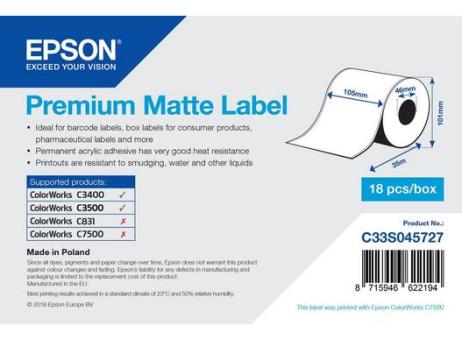 Premium Matte Label 105 x 35m, 1 label 